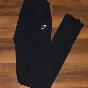 Full length, solid black gymshark leggings.